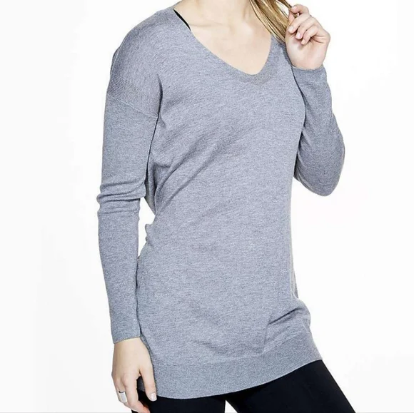 NEW! Zenana Outfitters Gray / Blue Long Sleeve - Oversized - Picture 3 of 9